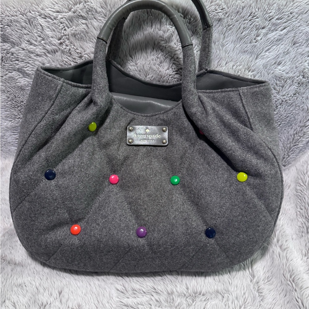 Kate Spade Treesh Tote Bag Heather Grey with Colorful Accents